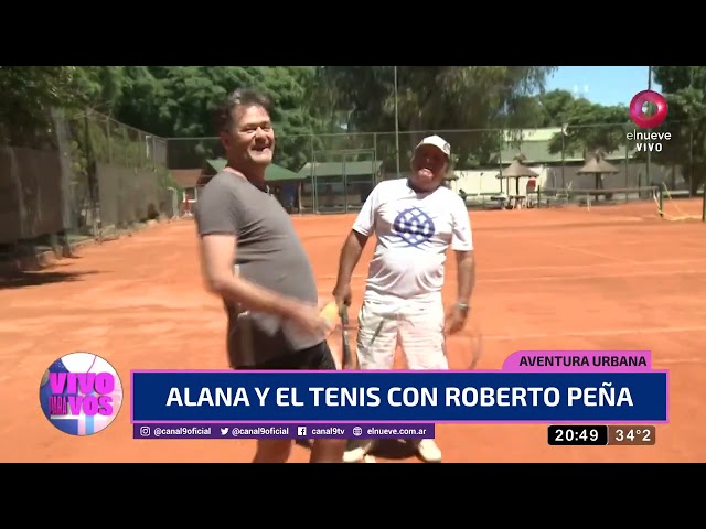 Aventura Urbana   Alana  se animó a una clase de tenis con Roberto Peña con el profesor Caporaletti