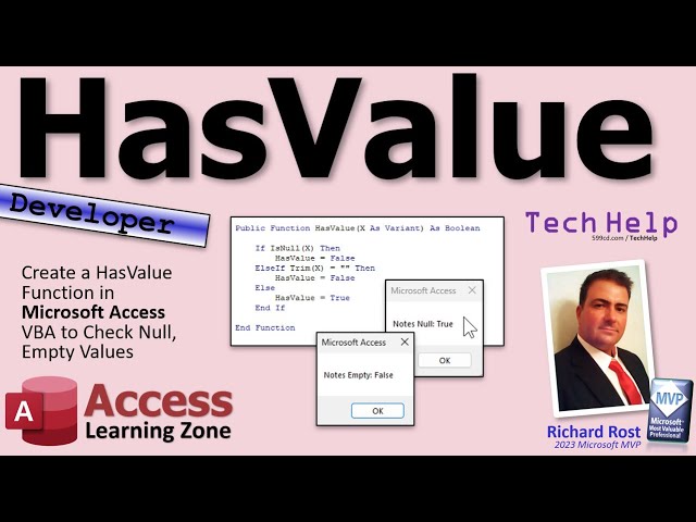 Create a HasValue Function in Microsoft Access VBA to Check Null, Empty Values