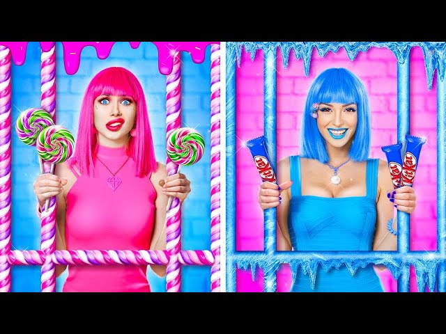 PINK VS BLUE FOOD CHALLENGE | 1 Colour Food War for 24 HRS! Crazy Mukbang by RATATA BOOM