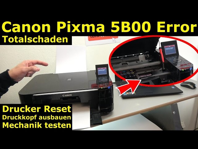 Canon Pixma Fehler 5B00 Error - Totalschaden - Druckkopf ausbauen - Reset - [4K Video]