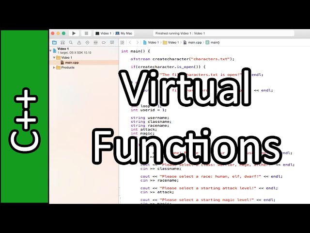 Virtual Functions - C++ Programming Tutorial #44 (PC / Mac 2015)