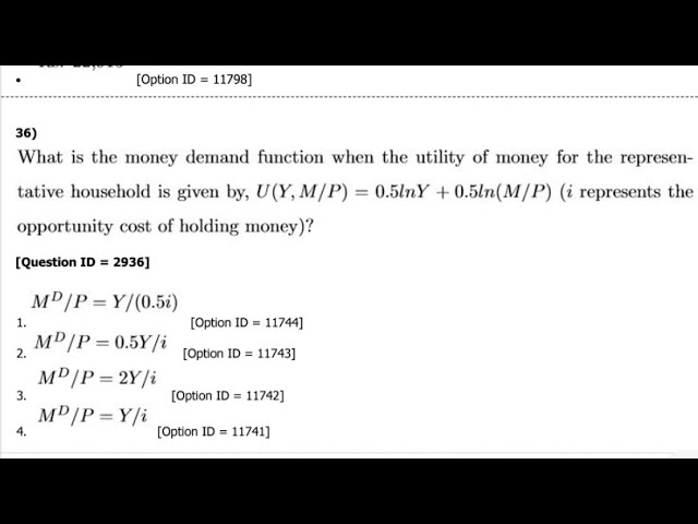 money demand function from utility of money function