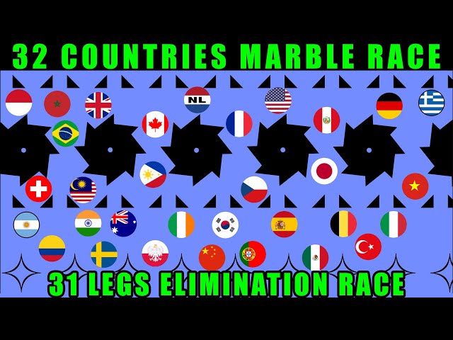 32 Countries Elimination Marble Race with 31 legs / Marble Race King