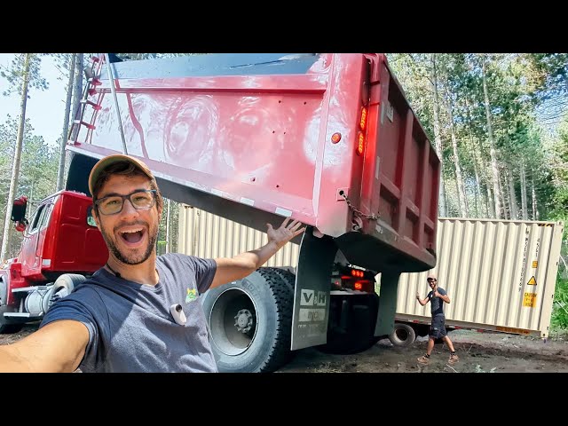 We Got Our Shipping Container Garage! Off-Grid Camp Build - Part 2