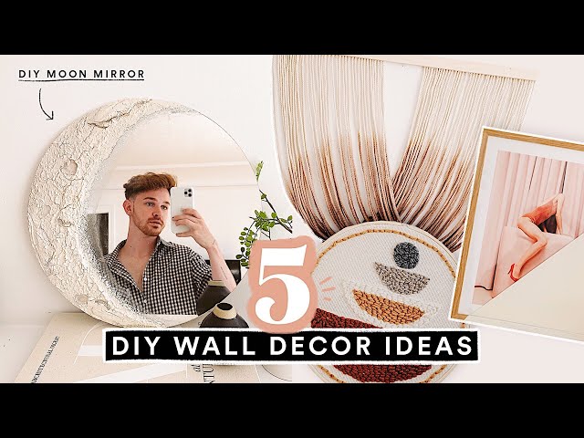 5 DIY WALL ART DECOR IDEAS - Aesthetic + Affordable ☆ DIY MOON MIRROR!