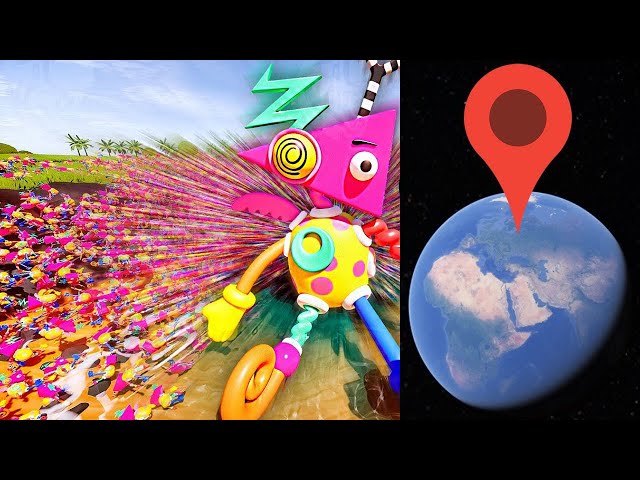 Giant Zooble Plush 50,000 TIMES on Google Earth! Digital Circus