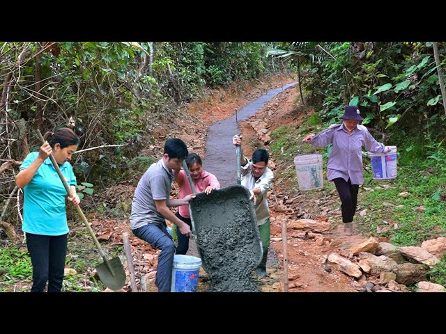Emotional journey : Villagers came to help the KONG family repair the solid road
