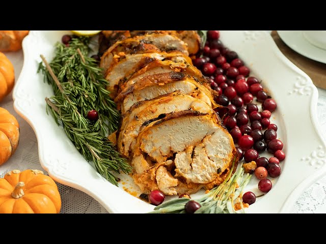 Turkey Roulade Stuffed with Feta & Roasted Red Peppers