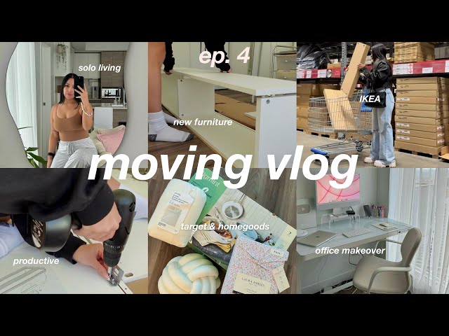 MOVING VLOG 🎀 super productive, living alone, NEW furniture, office makeover, updates + motivation