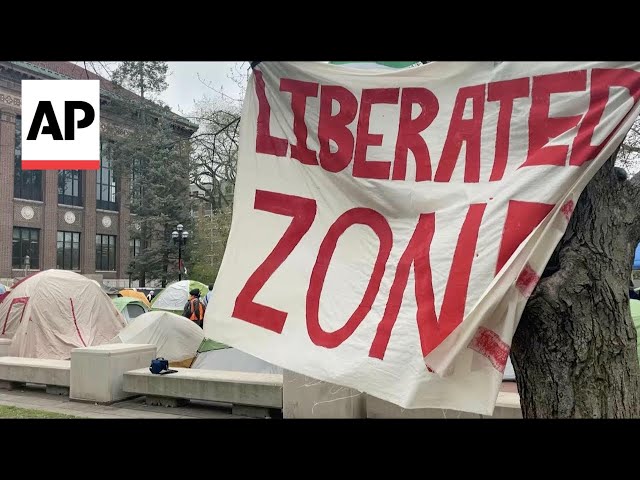 Pro-Palestinian encampment grows on the University of Michigan campus