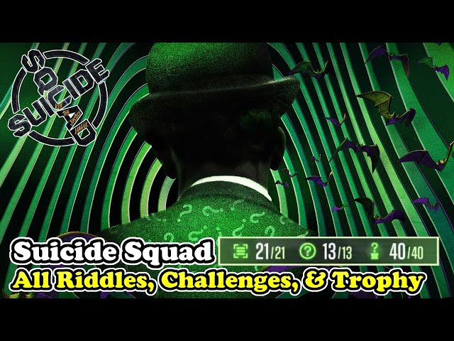 Suicide Squad All Riddler Riddles, Riddler Challenges, & Riddler Trophy