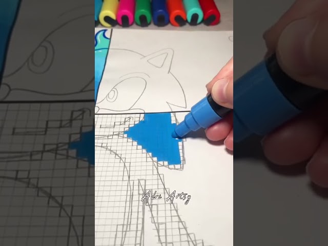 One Drawing of Sonic, but 4 DIFFERENT Art Styles with Posca Markers! Part 2 (#shorts)