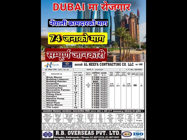 Dubai working Visa for Nepalese