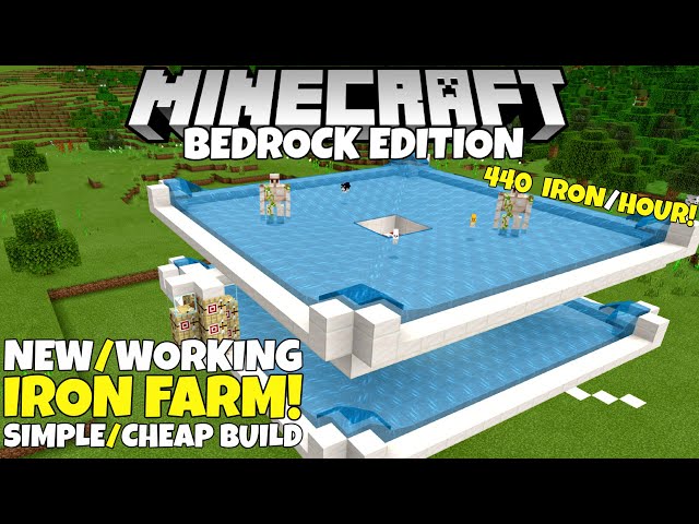 Minecraft Bedrock: Upgradable IRON FARM! Simple/Working! 440+ Iron/Hour! 1.20 Update Tutorial