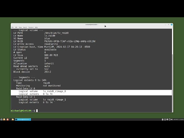 Linux Command Line (96) LVMpt6 - RAID 0