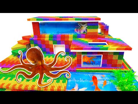 DIY - Build Amazing Modern Mansion Swimming Pool For Octopus From Magnetic Balls (Satisfying)