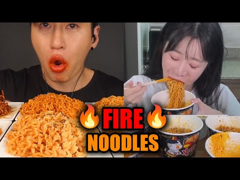 mukbangers eating fire noodles