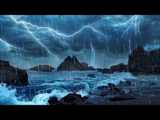Huge Rainstorm + Thunder + Crashing Waves = White Noise for Sleep
