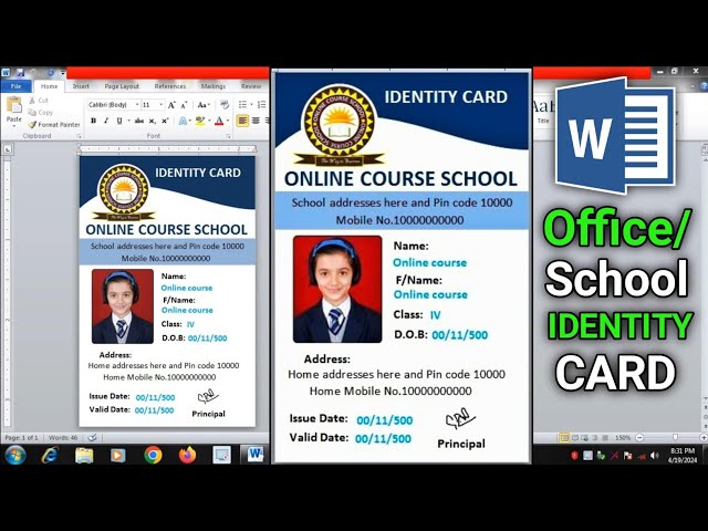 IDENTITY Card kaise banaye | How to make ID Card in Microsoft word 2010 | student ID card in ms word