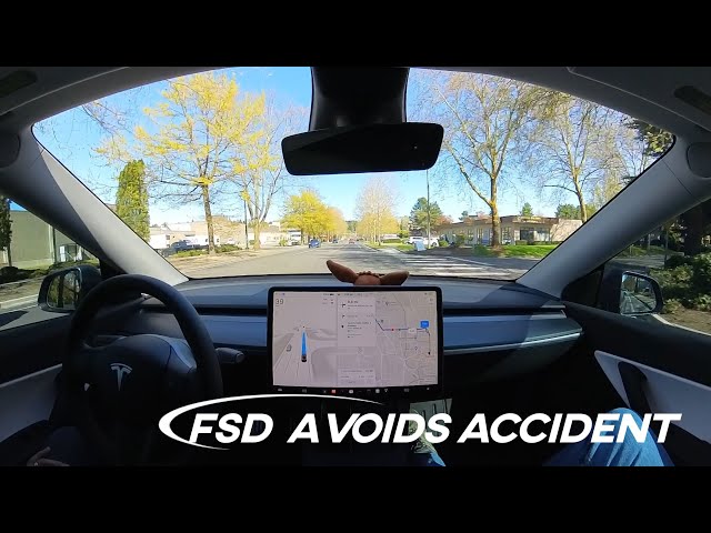 Tesla FSD 12.3.4 Avoids Accident