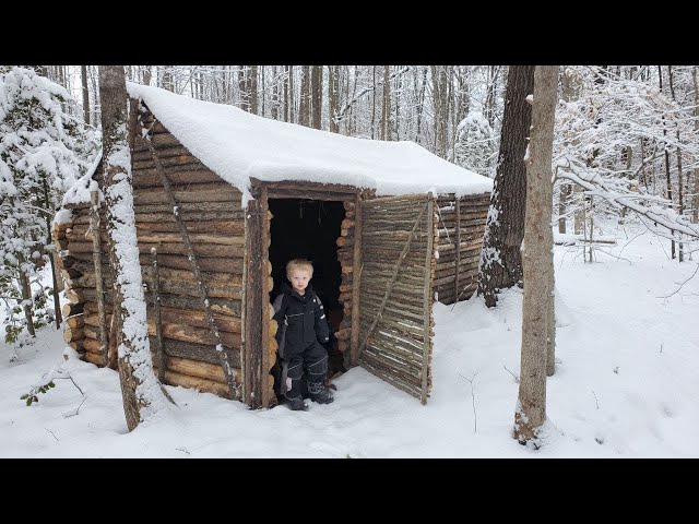1 Year in Log Cabin Survival Shelter (Building, Camping, Repairing Bushcraft Shelter)