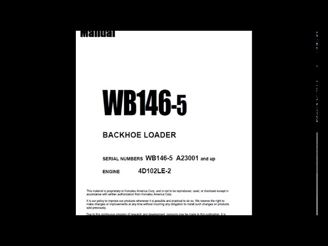 Komatsu WB146-5 Backhoe Loader Service Manual