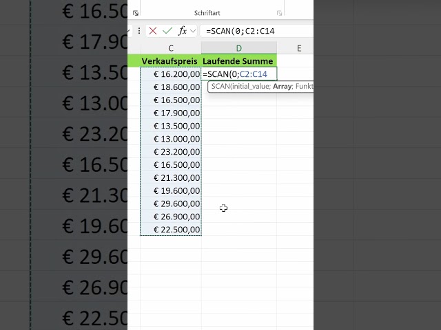 Neue Funktion für laufende Summen in #Excel #tricks #office365