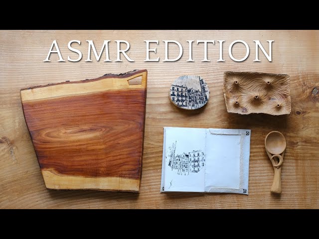 Finishing Carving\Making a Wooden set, a small Notebook and a Print - ASMR Edition
