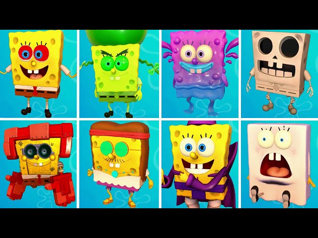 Spongebob Squarepants: The Cosmic Shake - All Costumes (DLC Included)