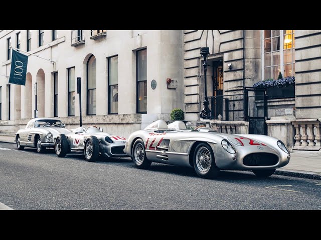 Stirling Moss £300m Mercedes 300SLR Arrives in London + Richard Hammond, Rowan Atkinson