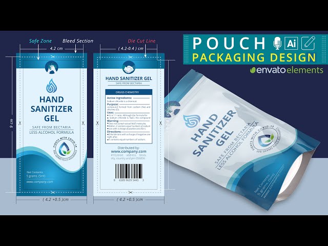 Pouch Packaging Design in Illustrator with Trim Line & Bleed Section | Label Design