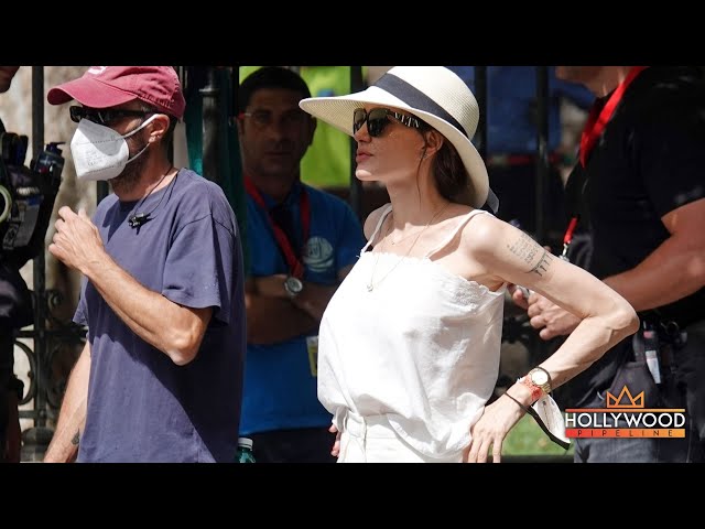 Angelina Jolie and Salma Hayek onset of 'Without Blood' in Rome, Italy [PICS]