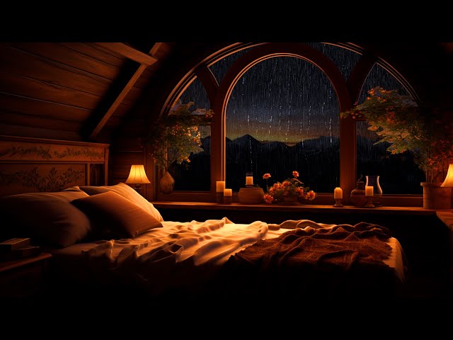 Feel The Relaxation In A Warm Room With The Soothing Sound Of Rain | Sound Treatment For Insomnia