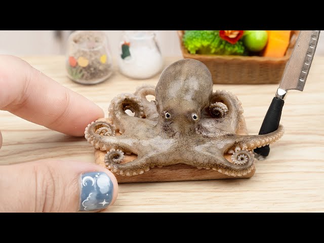 Satisfying Miniature Spicy Stir Fried Octopus | Best Of Cooking Mini  Food By Yummy Bakery Cooking