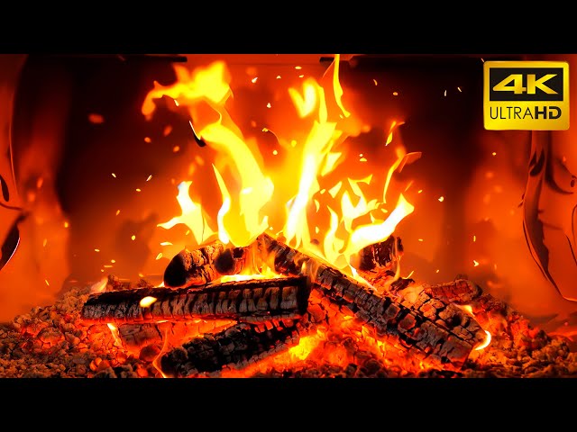 🔥 Fireplace with Serene Firelight Glow: Crackling Logs Illuminate the Path to Relaxation 4K UHD