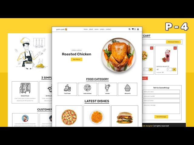 Create A Responsive Food / Restaurant Website [ Checkout, Orders, Login, Register, Profile Page ]