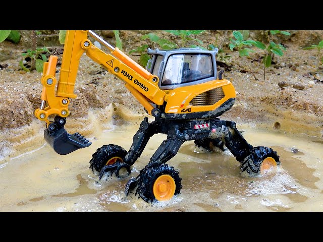 Excavator speeding and hitting a Road Roller | Tractor rescues overturned Excavator