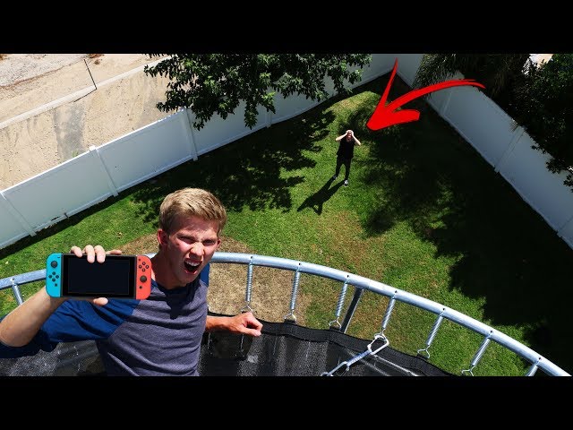 I Threw my Brothers Mystery Items OFF 10 Story Trampoline Tower!!