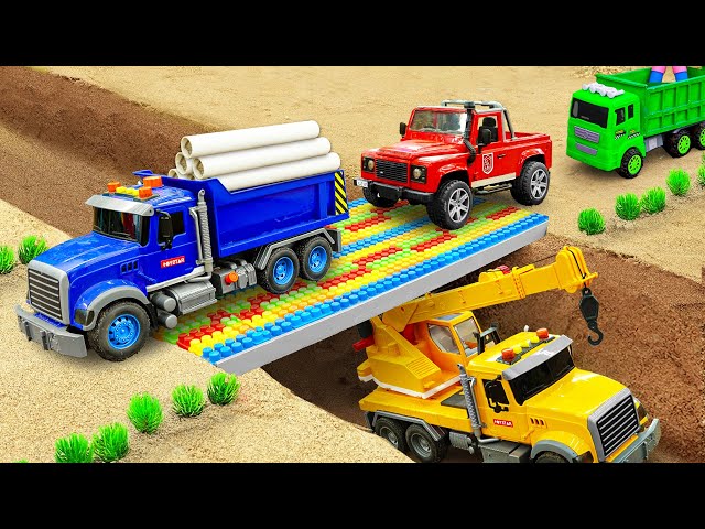 Bridge Construction Vehicles, Crane, Dump Truck Toys, Transport Vehicles   Funny Camping Car toys