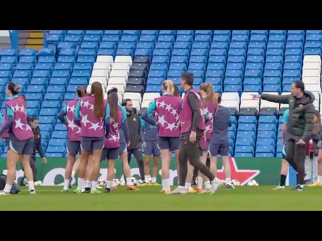 Barcelona women train at Stamford Bridge ahead of Chelsea Women's Champions League semi-final clash