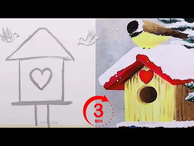 How to Painting Bird's Cage in 3 Minutes Step by Step for beginners 😍 | Acrylic Painting Techniques