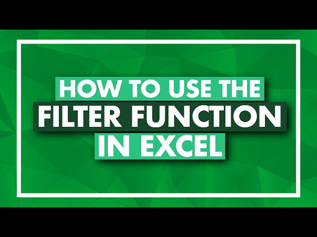 How to Use the FILTER Function in Excel - Excel FILTER Tutorial