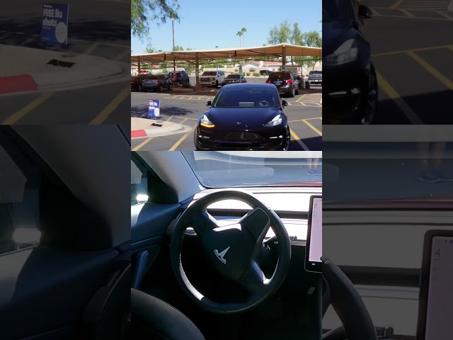 Driverless Tesla Model 3 Pick us Up at Grocery Store! #shorts