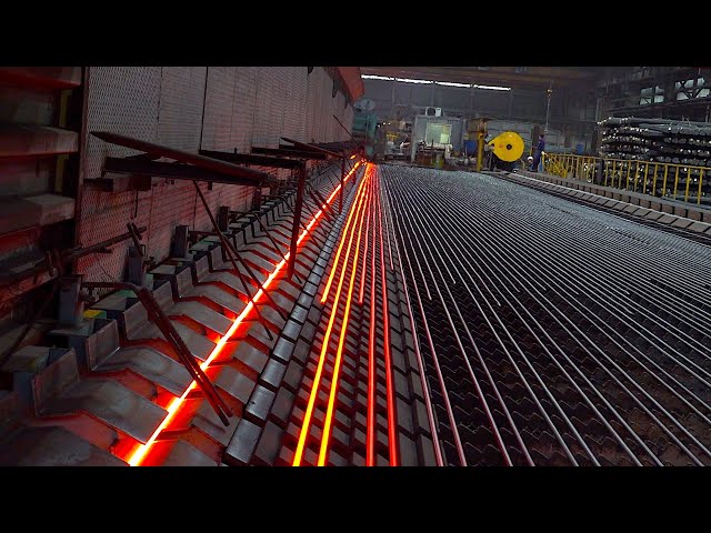 Amazing Scale! process of mass production of rebar. Korean Steel Factory