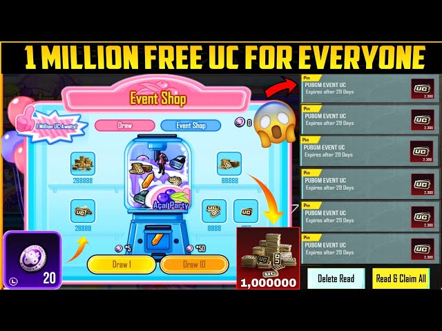 😱 1,000000 Million Free UC For Everyone | New Free UC Event Get Free UC | PUBGM