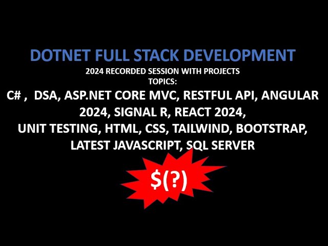 .NET Full Stack Devlopment Course according to .NET ROADMAP