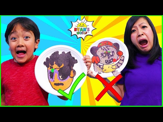 Pancake Art Challenge Ryan vs Mommy! Learn to Make Ryan's World DIY Pancake Art 1 hr kids video!!