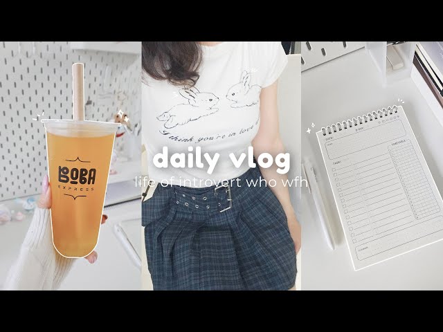 daily vlog 🤍💻  wfh, watching anime, aesthetic shopping, bubble tea