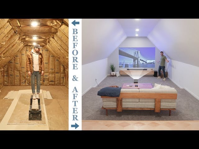 DIY ATTIC TO 4K HOME THEATER RENOVATION | how to remodel an attic.