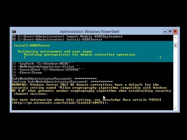 70-410 Objective 5.1 - Installing a Domain Controller with PowerShell on Windows Server 2012 R2 Core